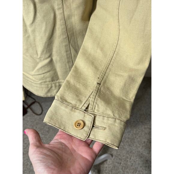 MAX MARA WEEKEND Khaki Cotton/Linen Lightweight Tailored Jacket Size 42 (US 10) - Picture 9 of 16